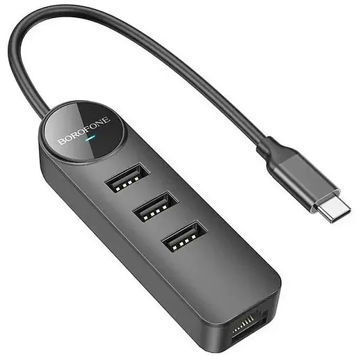 USB-C хаб адаптер Borofone DH6 Erudite 4-in-1 на 3*USB 3.0 и RJ45 6941991104312