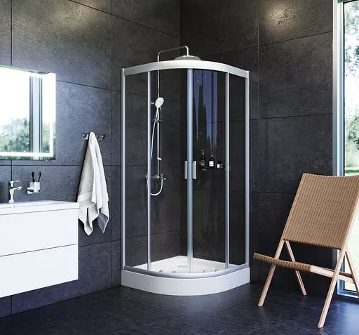 Душевая кабина Am.Pm Gem 1/4 Round 90x90 см без поддона хром матовый W90UG-401-090MT, прозрачный, хром матовый - фото 2