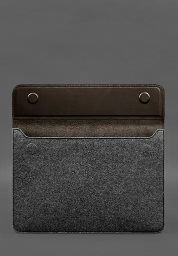Чехол-конверт BlankNote с клапаном кожа+фетр для MacBook 13" Темно-коричневый Crazy Horse - фото 3