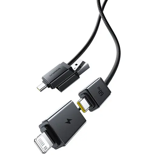 Дата кабель Baseus Versatile Two-for-Two USB/Type-C to Type-C/Lightning 60W (0.6m) (P10383000) Cosmic Black - фото 3