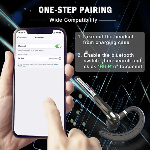 Бездротова Bluetooth-гарнітура HSP-B6 PRO з кнопками керування шумозаглушенням Бізнес-гарнітура - фото 8