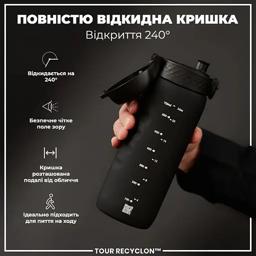 Пляшка для води ION8 750 мл (ЕКО пляшка) BPA Free Black (I8RF750BLK) - фото 3