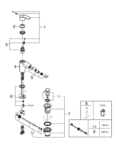 Змішувач для біде Grohe EuroSmart S-Size з донним клапаном Хром 30412 - фото 5