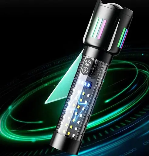 Фонарь ручной аккумуляторный COBA CB-519D Светодиодный ручной фонарик с подсветкой, 5 режимов работы, с индикатором заряда Черный - фото 8