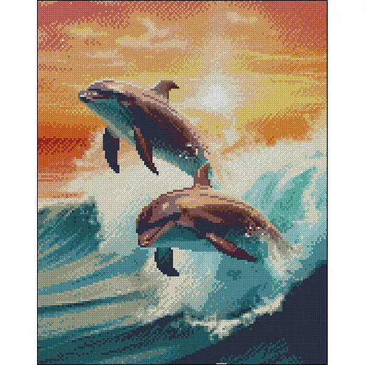 Алмазная мозаика Strateg ПРЕМИУМ Танец дельфинов без подрамника размером 40х50 см (ZAV4050-39) - фото 1