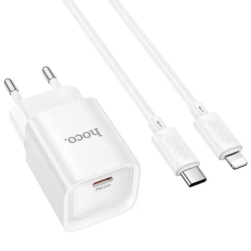 МЗП Hoco C146A Charm PD20W (1USB-C) + кабель Type-C to Lightning White - фото 2