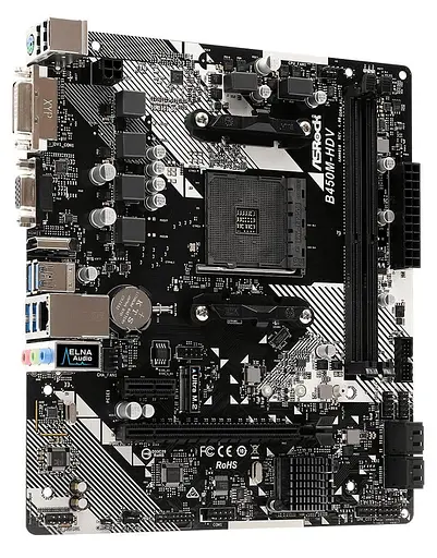 Материнська плата AsRock B450M-HDV R4.0 (B450M-HDV R4.0) (Socket AM4, AMD B450, Micro-ATX) - фото 2