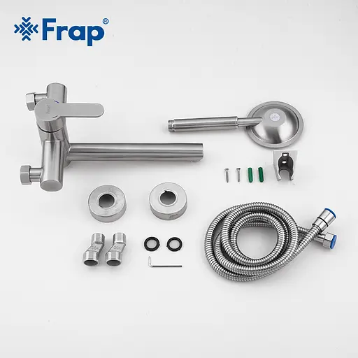 F32801(H801) Змішувач для ванни короткий гусак гайка Ø35 Frap 1/8 Нержавіюча сталь - фото 4