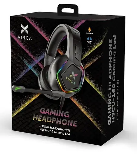 Игровая гарнитура Vinga HSCU-160 Gaming LED Black (HSCU-160) - фото 7
