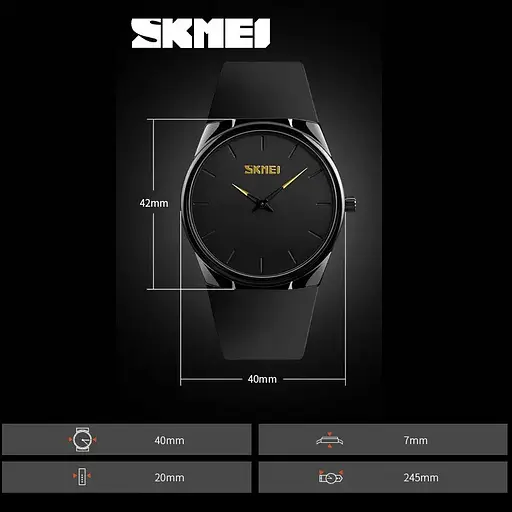 Наручний класичний годинник Skmei 1601S Чорний з чорним - фото 5