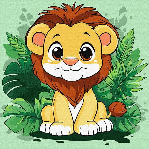 Набір для розпису по номерах для дітей 5+ Веселе левеня, Ideyka, 30x30 см, КНО1272