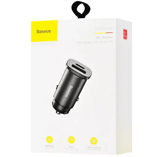 Автозарядное Baseus Square Metal PD 3.0 QC 4.0 + 30 W USB + Type-C CCALL-AS01 - фото 4