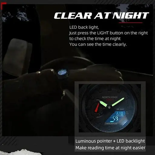 Мужские наручные тактические часы North Edge Profi Mars3 (Черный) - фото 6