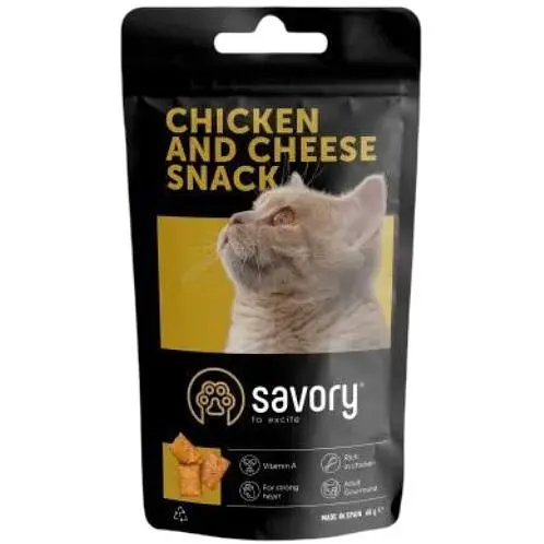 Хрустящие лакомства Savory Snack Подушечки для прихотливых кошек с курицей и сыром 60 г - фото 1