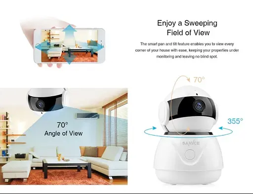 Поворотная камера Sannce Wi-Fi IP HD 1080P Escam Wanscam Оригинал - фото 5