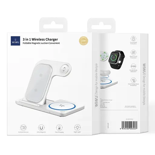 Бездротовий зарядний пристрій складаний WiWU Foldable 3 in 1 Wireless Charger Wi-W020 - фото 7