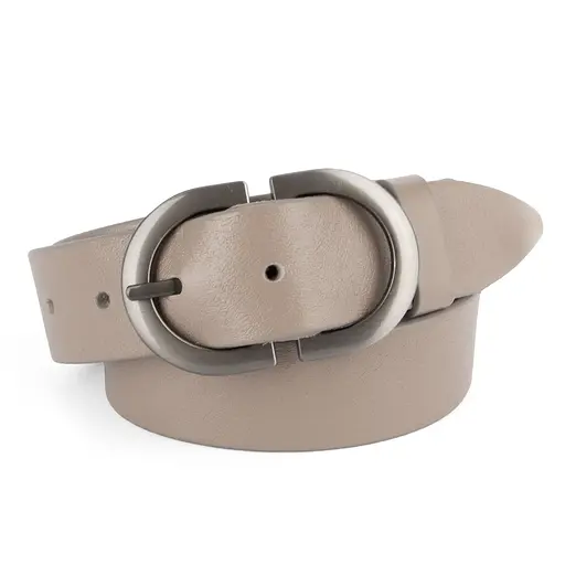 Ремінь жіночий шкіряний НС-3424 (120 см) зі сріблястою пряжкою бежевий - фото 1