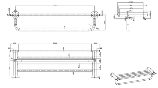 Полиця з тримачем для рушників Gappo хром, 580 мм G1824 - фото 5