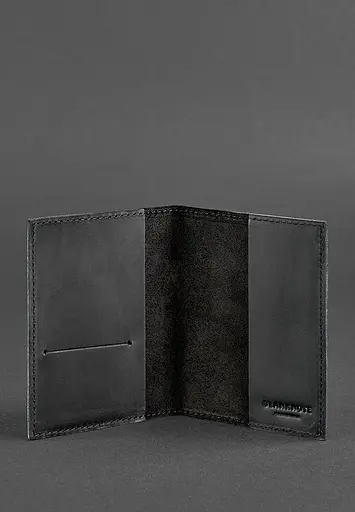 Кожаная обложка для паспорта и военного билета 1.2 черная Crazy Horse - фото 4