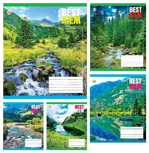 Зошити учнівські 60 аркушів клітинка Тверда Природа, 10 шт. в упаковці