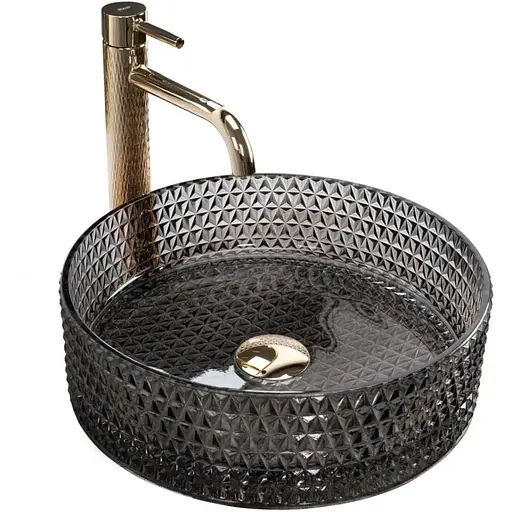 Умивальник Rea Cristal накладний black REA-U9671, Прозорий - фото 1