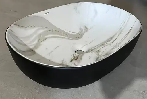 Умивальник накладний Mixxus Premium Ellipse-0105 marble-Black 600x400x150 мм MP6565, Мармур - фото 7