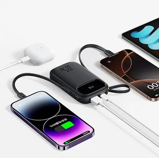 Зовнішній акумулятор Baseus EnerFill FC31 with 2 Built-in Cables 20000mAh 22.5W чорний - фото 10