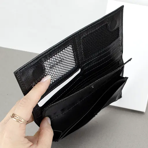 Портмоне мужское кожаное на магните RG 6022-A вертикальное черное - фото 5