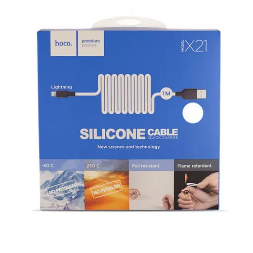 Кабель Hoco X21 Silicone Lightning charging cable Чорний Білий - фото 2