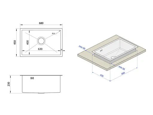 Кухонная мойка из нержавеющей стали под столешницу 1.5 мм Nett NS-6845, Нержавеющая сталь - фото 9