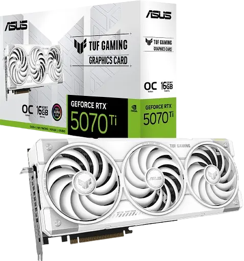 Відеокарта GeForce RTX 5070 Ti 16GB TUF Asus Gaming OC White (TUF-RTX5070TI-O16G-WHITE-GAMING)
