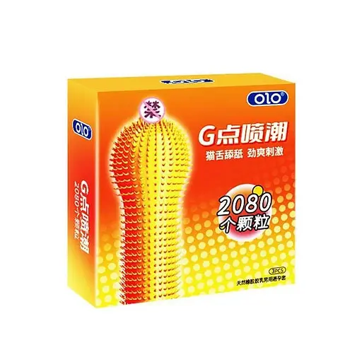 Презервативы ребристые OLO с шипами и пролонгирующим эффектом M 51-54 мм 3 шт - фото 1