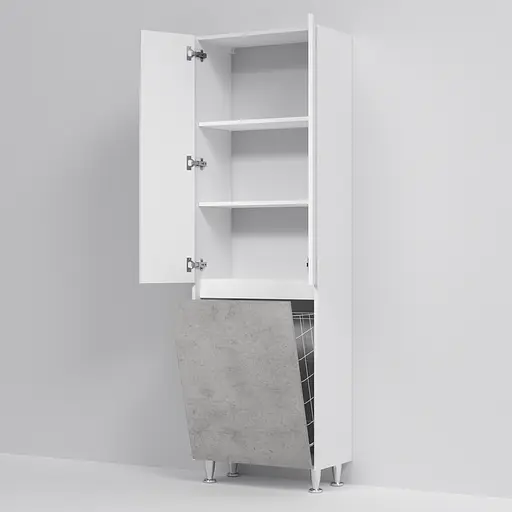 Пенал Am.Pm Gem S 60 см підлоговий з кошиком білий глянець/базальт M91CRX0601BF38, Білий - фото 5