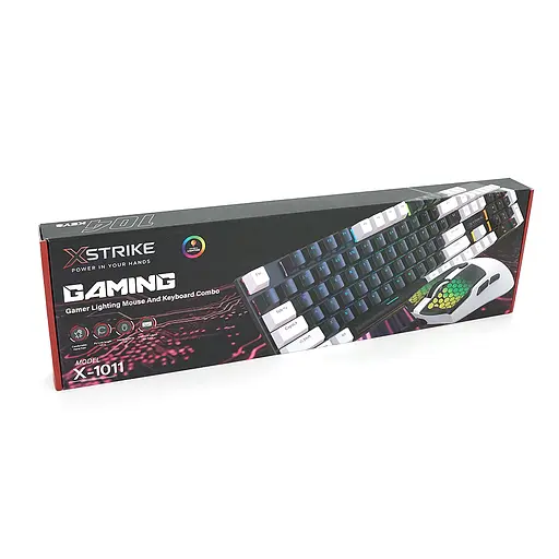 Комплект проводной KB+Mouse XStrike X-1011, USB, RGB подсветка, (Eng/Укр/Pyc), Black/White, Box - фото 5