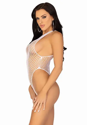 Leg Avenue Net snap crotch tank bodysuit OS White One size - фото 4