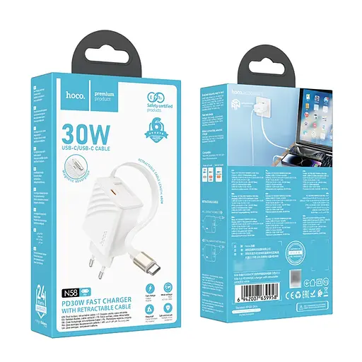 Зарядний пристрій Hoco N58 Type-C PD 30W + кабель Type-C білий - фото 6