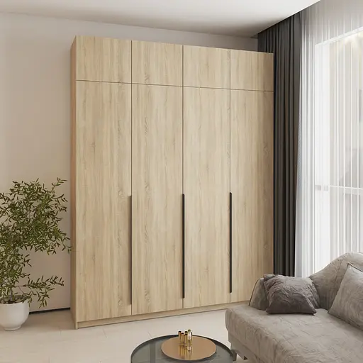 Шафа 4-дверна з антресоллю MebelStar Оскар ДСП BL-B, додаткова штанга 200x52x260 см Дуб сонома (MBS-5067) - фото 1