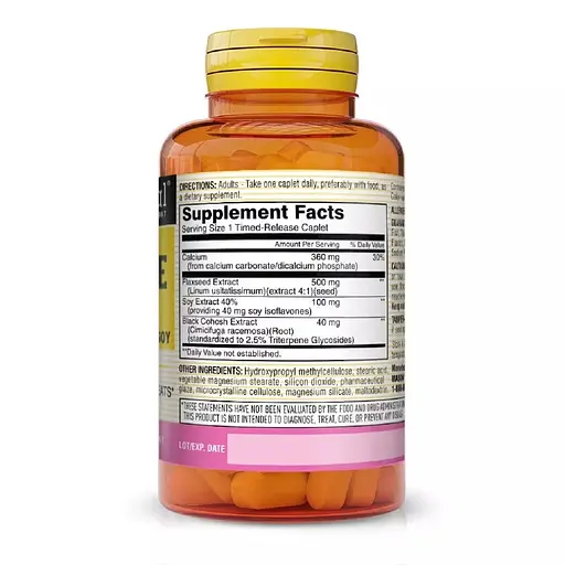 Підтримка при менопаузі, клопогон, лляне насіння та соя Mason Natural Menopause Relief Trio Black Cohosh Flaxseed and Soy 30 каплет - фото 2