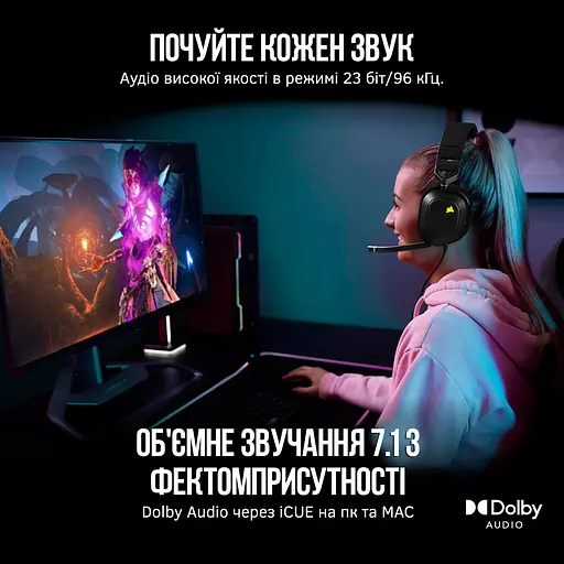 Наушники Corsair HS80 RGB USB Headset Carbon (CA-9011237-EU) - фото 2