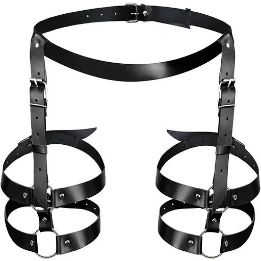 Кожаные гартеры Art of Sex - Melani Leather garters, Черные XS-M