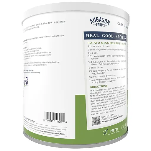 Сублимированный картофель с длительным сроком хранения 25 лет Augason Farms, 31 порция (101079) - фото 2