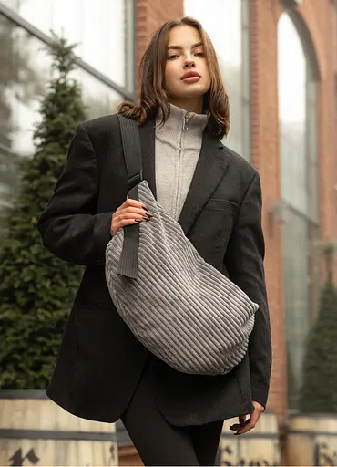 Женская сумка Sambag HOBO Bag-glove тканевая графитовая 50×28×5 см (53400809) - фото 1