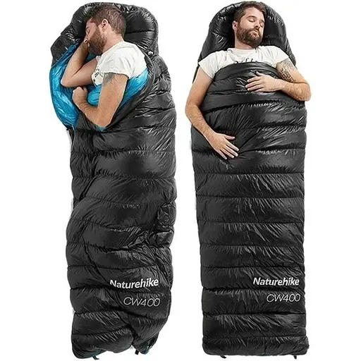 Спальник з натуральним пухом Naturehike CW400 NH18C400-D, p-р L, чорно-блакитний - фото 4