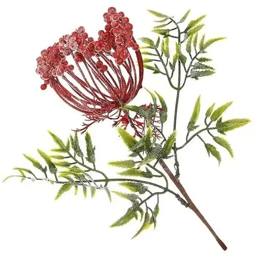 Ветка для декора Даукус карота 34 см Искусственные материалы для декора и флористики с ягодами Красный - фото 1