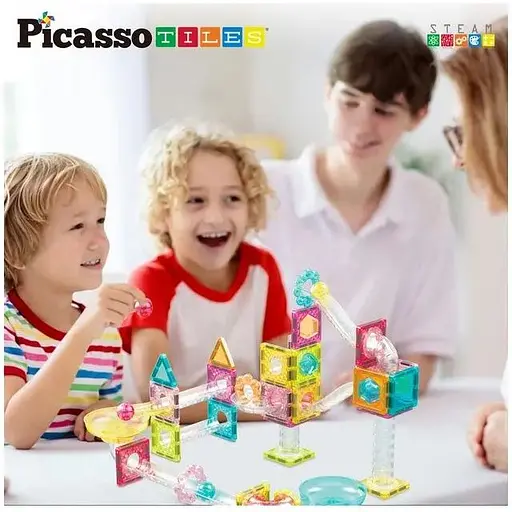Конструктор Picasso магнитный Tiles Mini Diamond Marble Run Track Set 60 деталей (817338028299) - фото 8