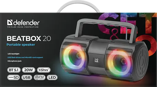 Портативная колонка Defender Beatbox 20 20Вт, Black (65420) - фото 9