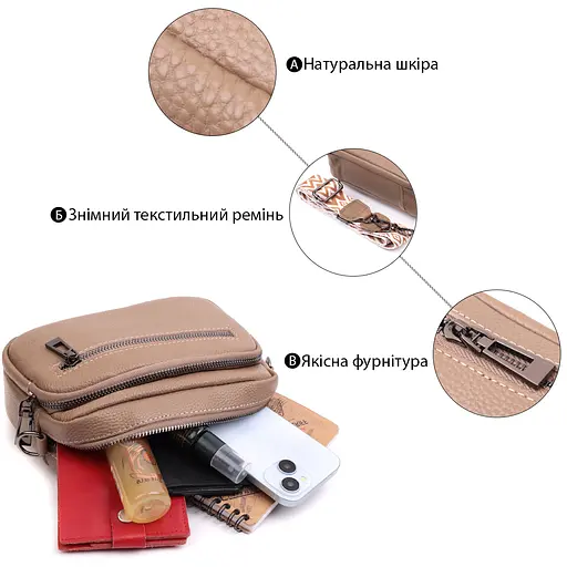 Кожаная женская сумка Vintage 21х14х8 см sum0026586 - фото 4