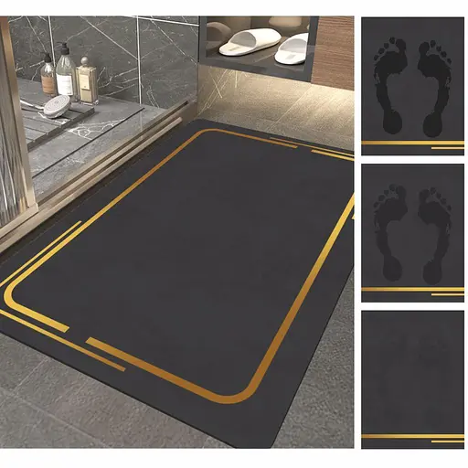 Суперпоглощающий Диатомитовый Коврик Aquarius для ванной 60 х 90 см Графитовый Мрамор - фото 3