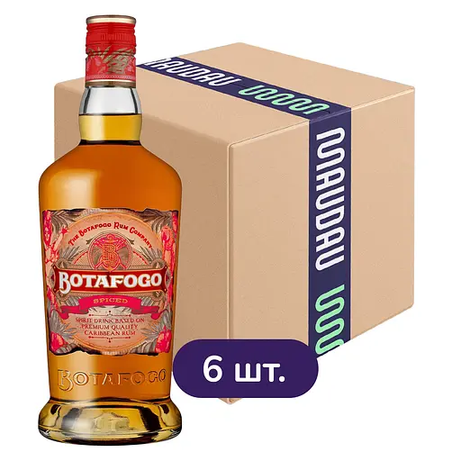 Упаковка рома Botafogo Spiced 40% 4.2 л (0.7 л х 6 шт.)