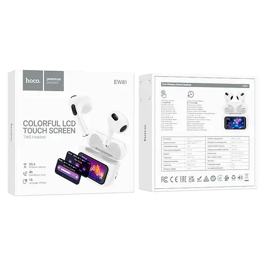 Навушники Hoco Elegant true wireless touch screen BT headset EW81 BT5.4, 30/300mAh, 4h - фото 2